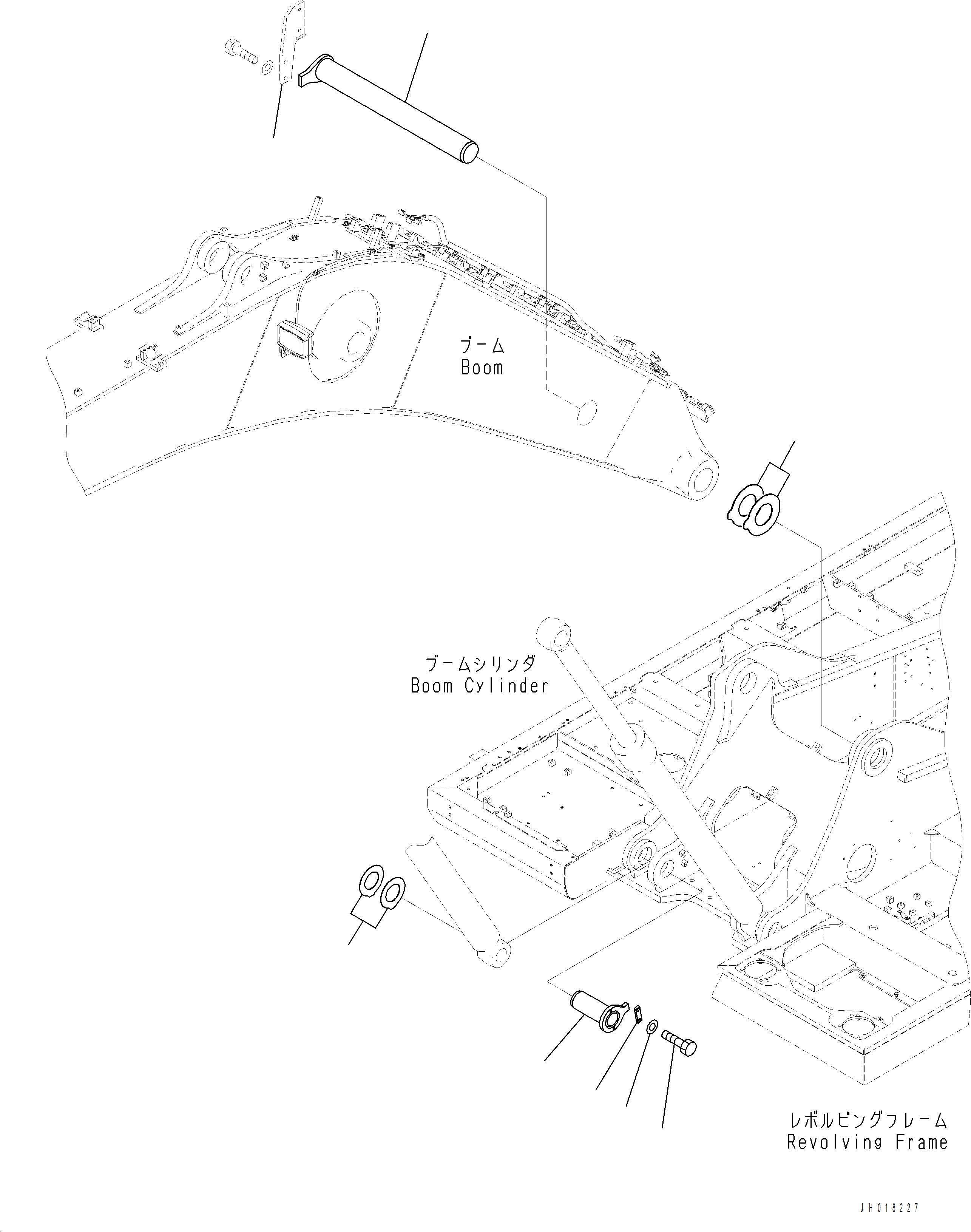 Komatsu parts book diagram for PC390LCI-11 A31001-UP BEPB113400 3.8.2018: J1310-001001 BOOM FOOT PIN