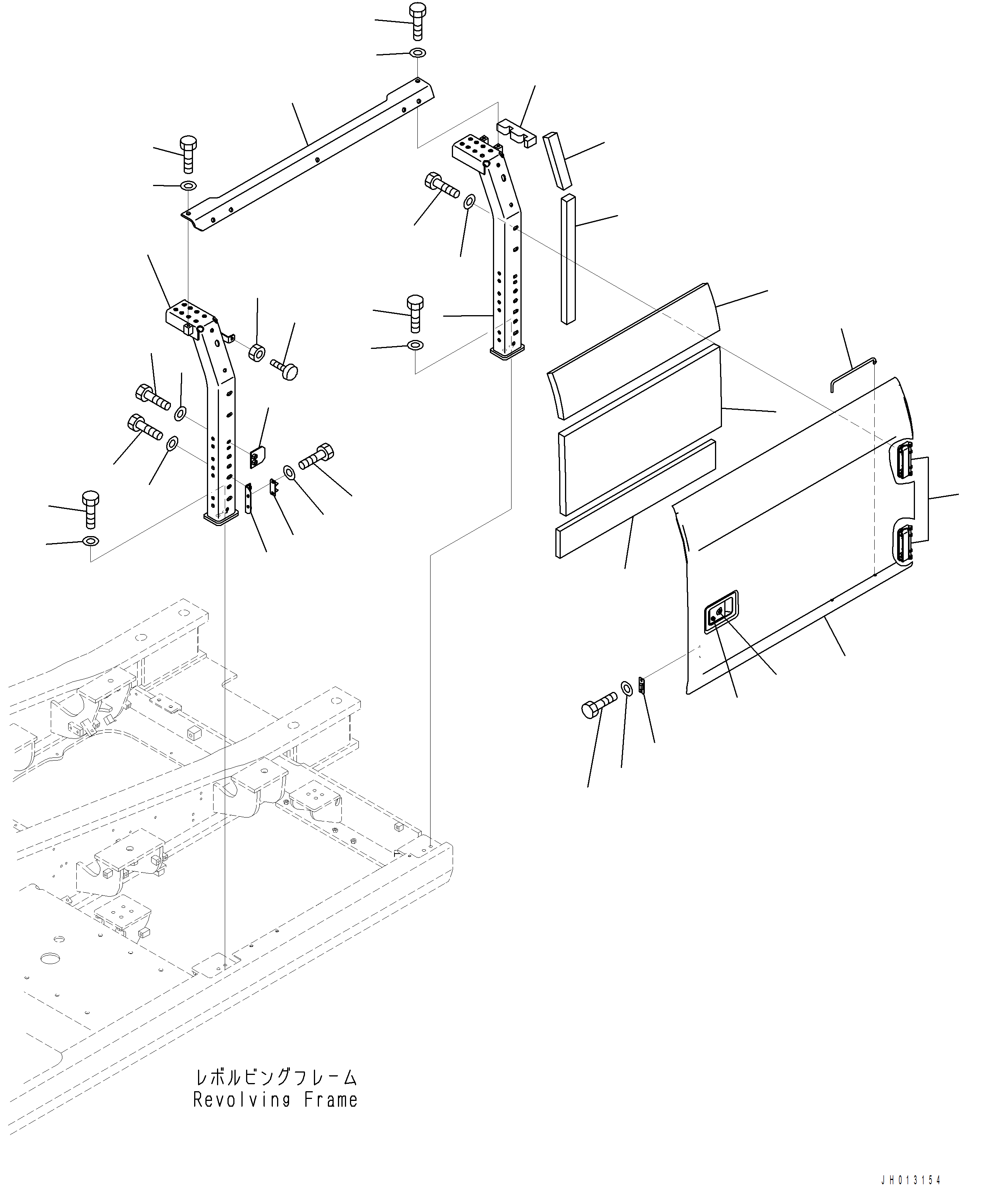 Komatsu parts book diagram for PC390LCI-11 A31001-UP BEPB113400 3.8.2018: M1130-001001 SIDE COVER, L.H. (1/3)