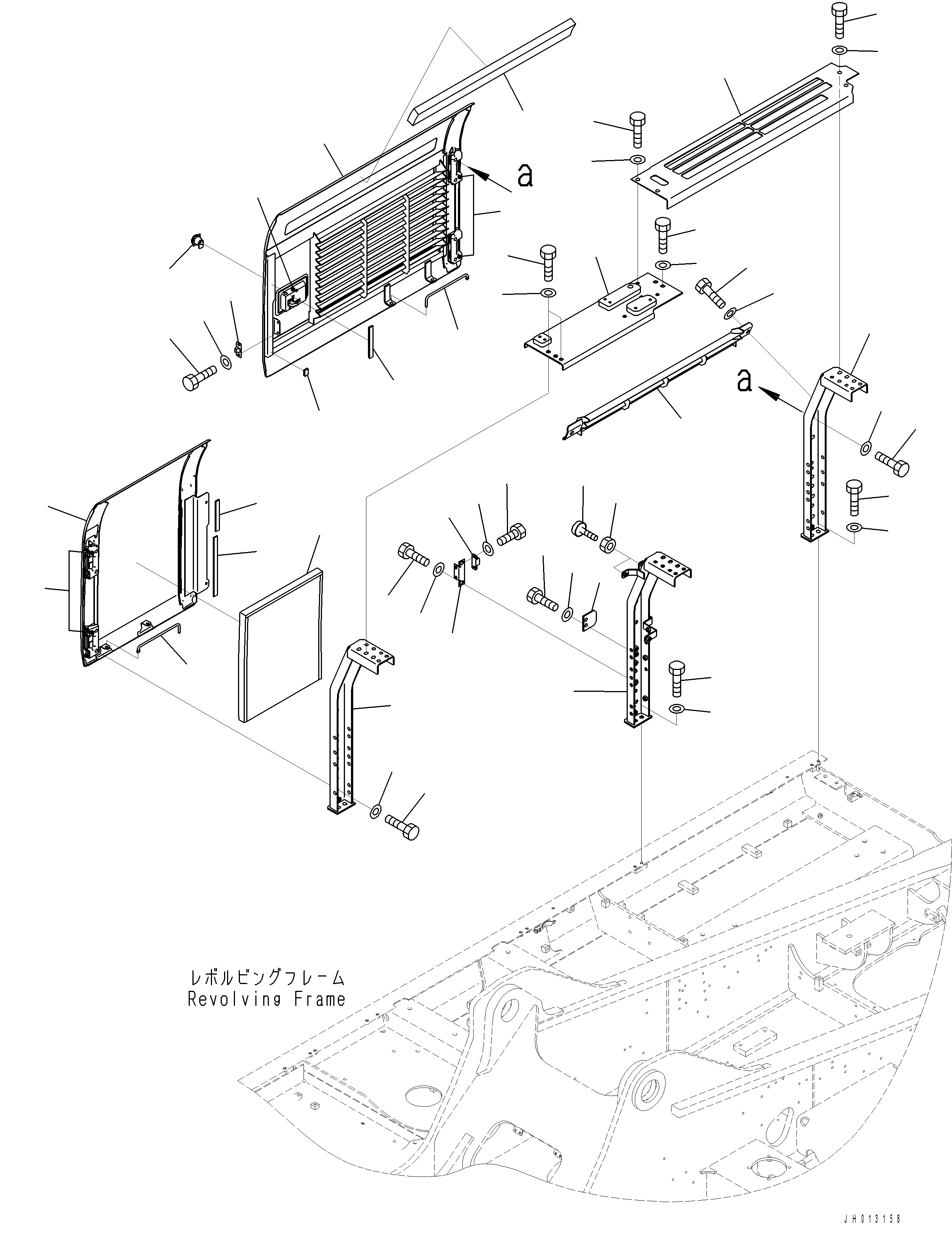 Komatsu parts book diagram for PC390LCI-11 A31001-UP BEPB113400 3.8.2018: M1140-001001 SIDE COVER R.H.