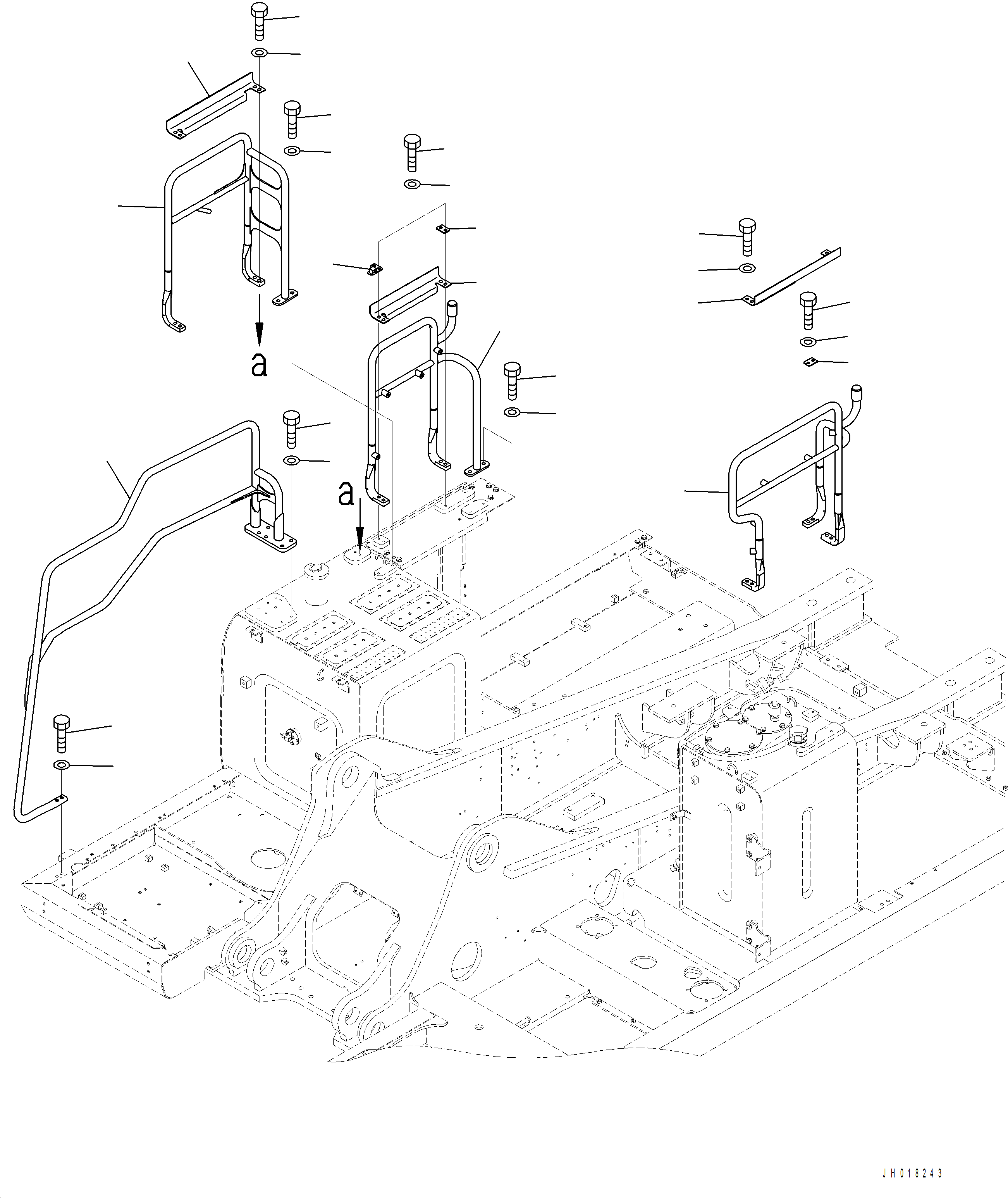 Komatsu parts book diagram for PC390LCI-11 A31001-UP BEPB113400 3.8.2018: M1310-001001 HANDRAIL (1/4)