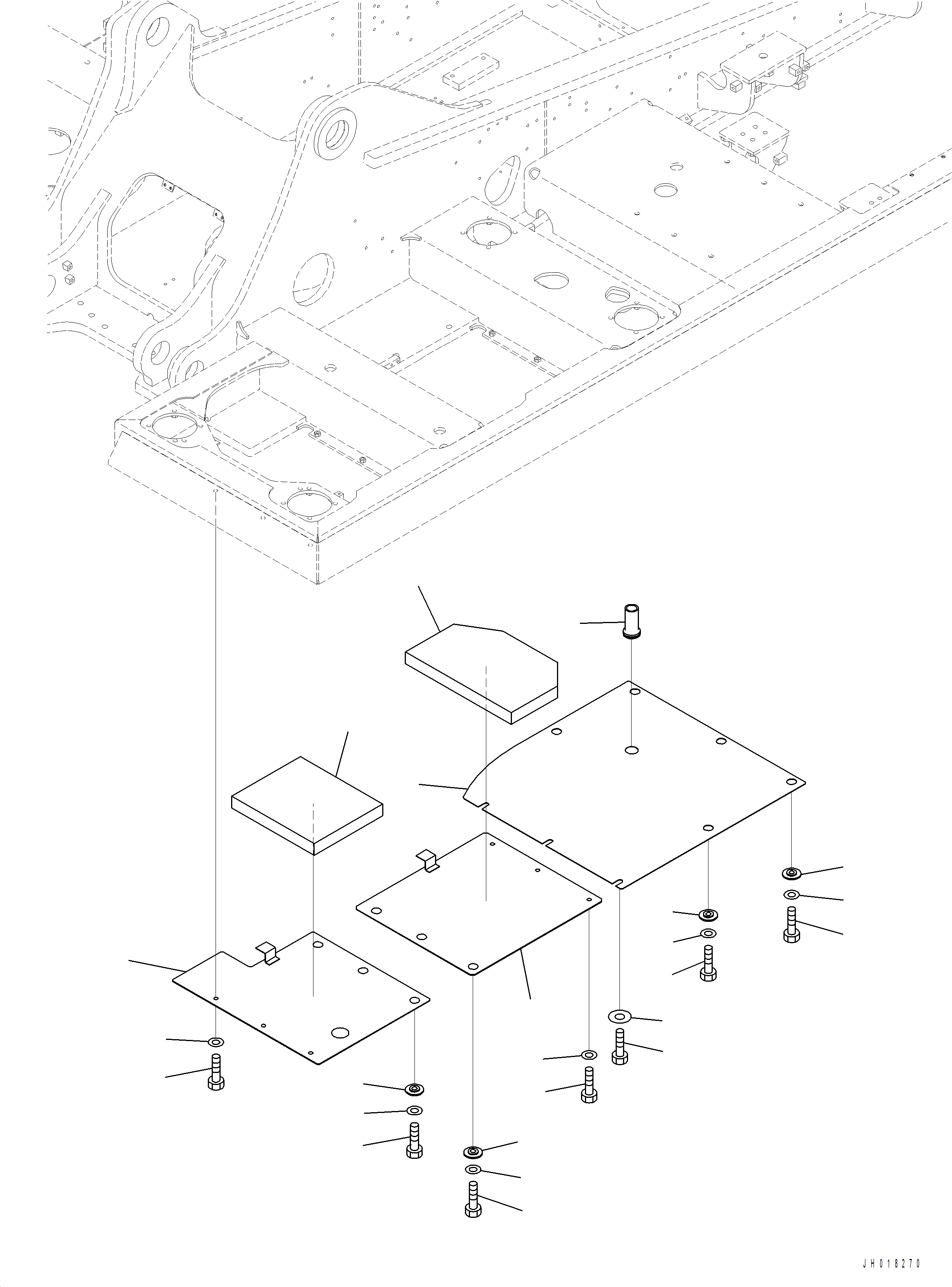 Komatsu parts book diagram for PC390LCI-11 A31001-UP BEPB113400 3.8.2018: M1810-001001 UNDERCOVER HEAVY DUTY TYPE (1/3)