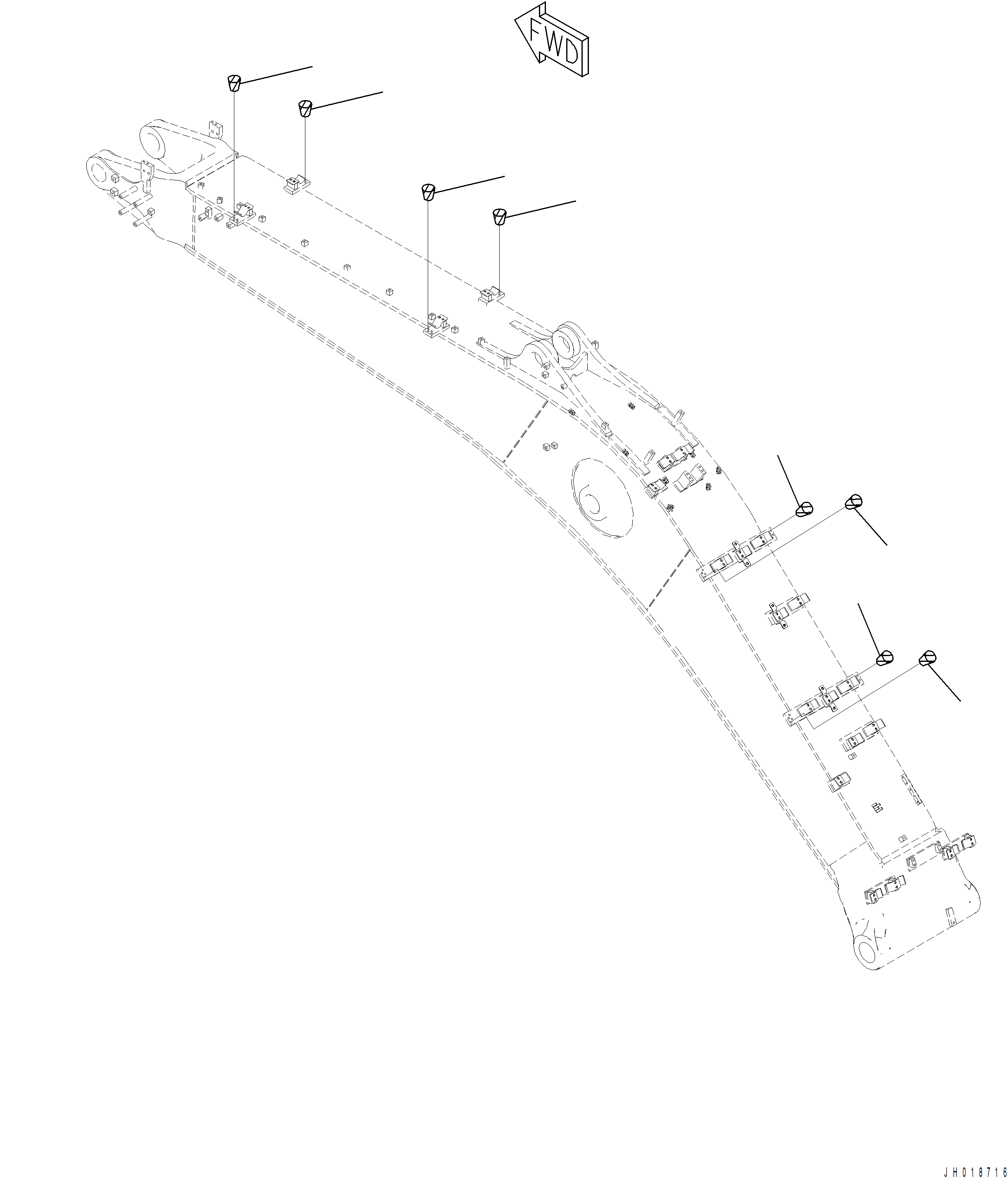 Komatsu parts book diagram for PC390LCI-11 A31001-UP BEPB113400 3.8.2018: T1110-001006 BOOM, 6500 MM PLUG (WITH 1-ATTACHMENT)