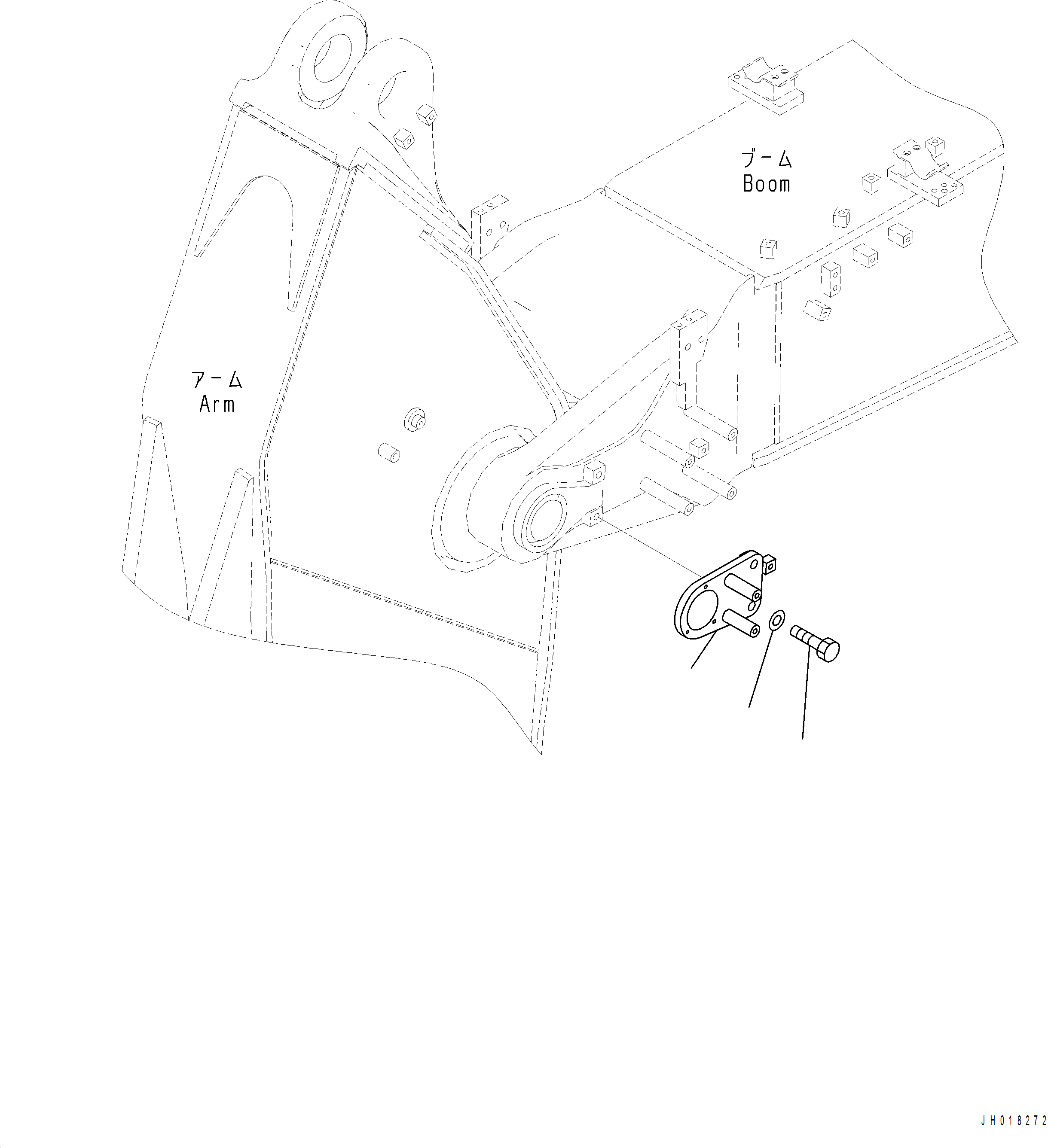 Komatsu parts book diagram for PC390LCI-11 A31001-UP BEPB113400 3.8.2018: T1110-001009 BOOM, 6500 MM BRACKET