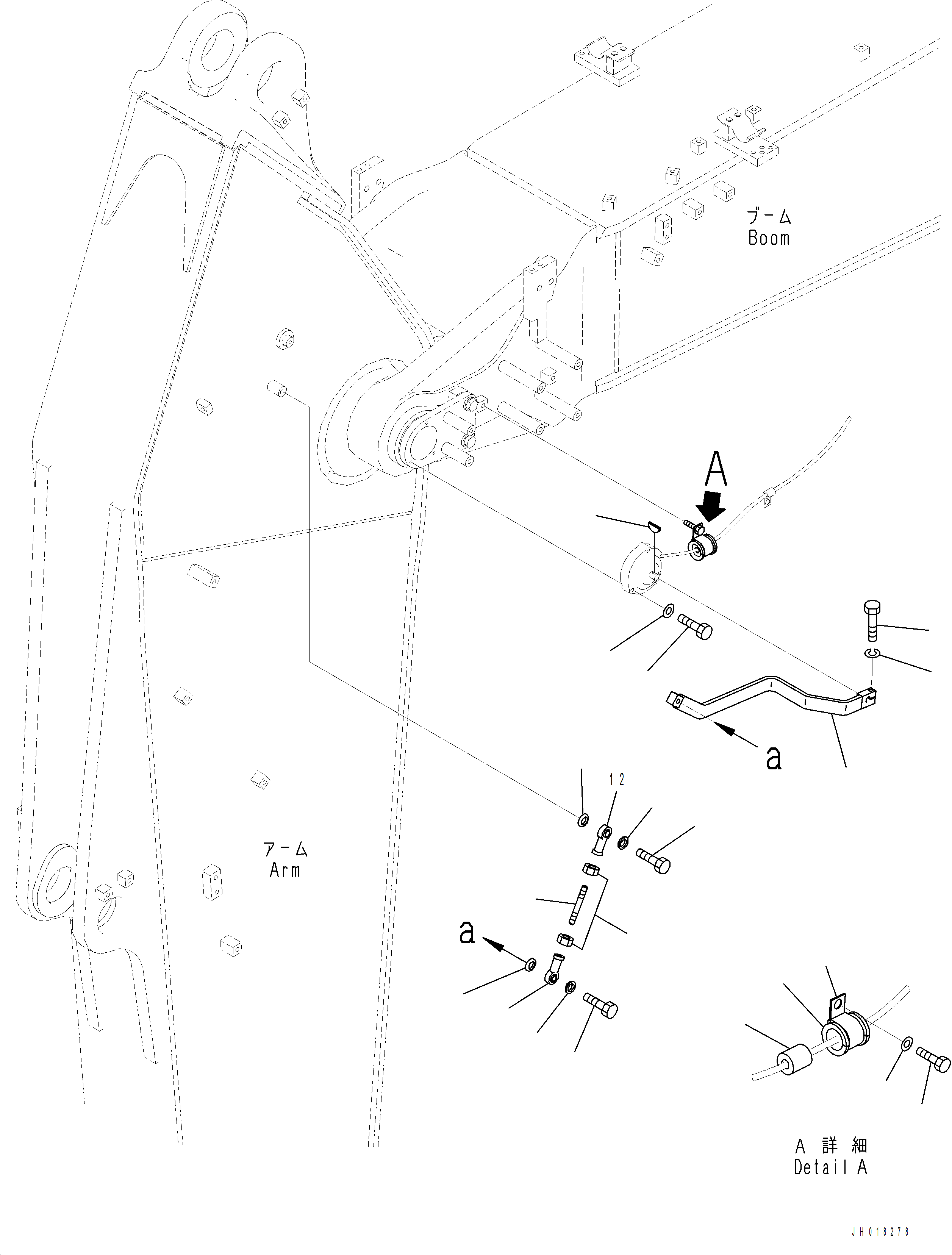 Komatsu parts book diagram for PC390LCI-11 A31001-UP BEPB113400 3.8.2018: T1110-001011 BOOM, 6500 MM SENSOR CONNECTIONS (1/2)