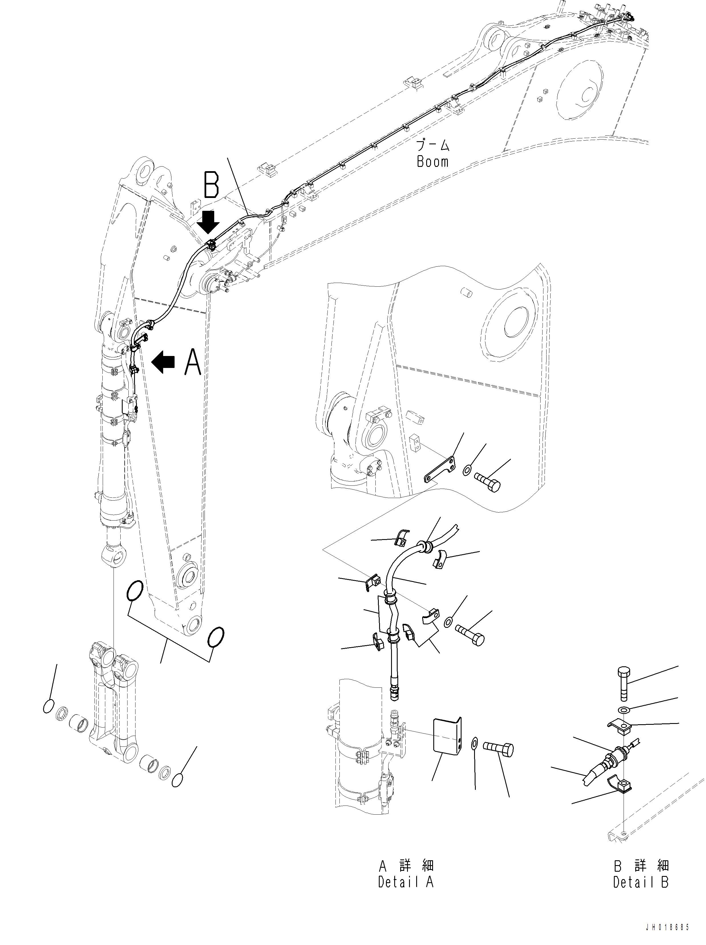 Komatsu parts book diagram for PC390LCI-11 A31001-UP BEPB113400 3.8.2018: T1200-001007 ARM, 3200 MM, STANDARD ICT WIRING HARNESS