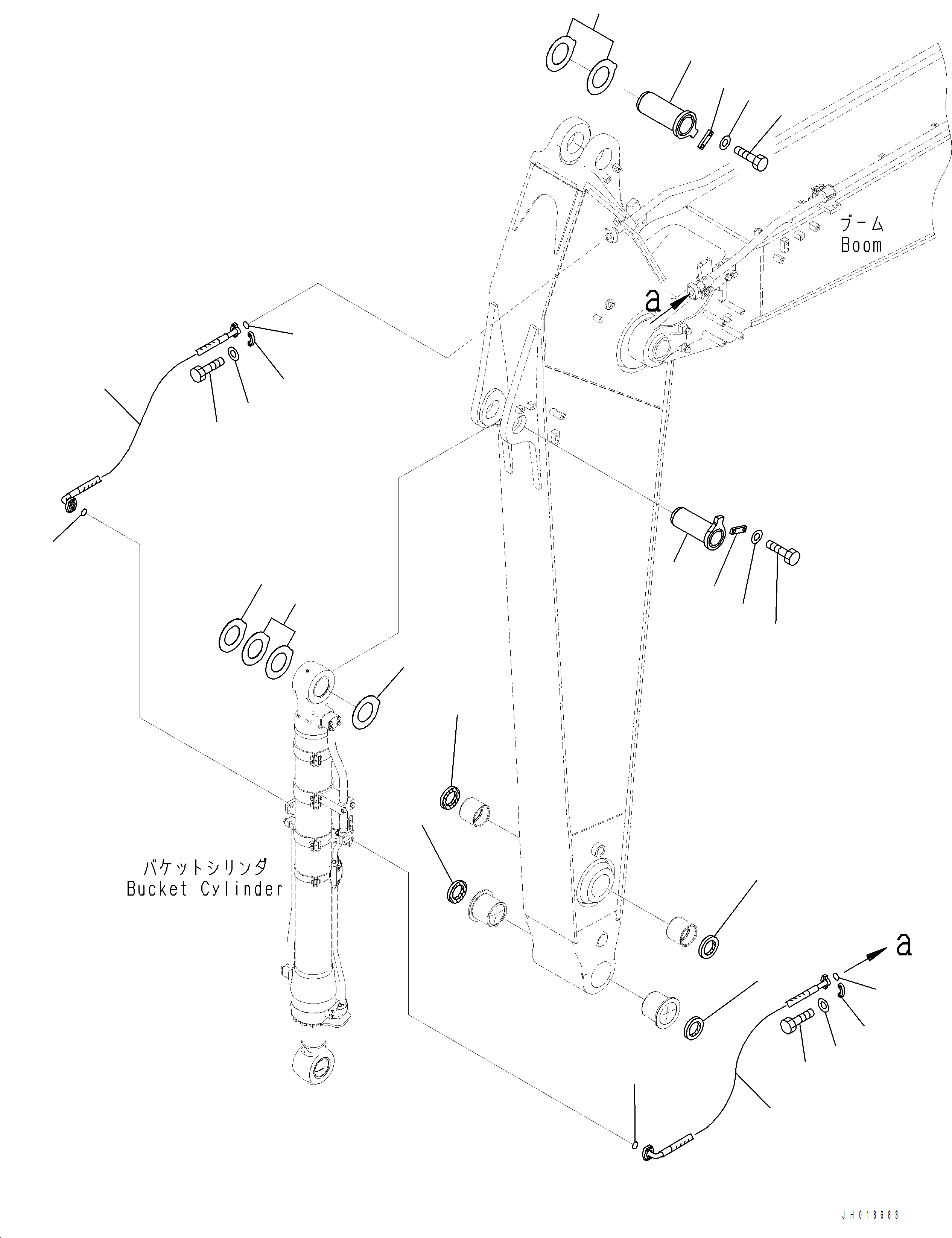 Komatsu parts book diagram for PC390LCI-11 A31001-UP BEPB113400 3.8.2018: T1200-002002 ARM, 3200MM, WITH 1-ATTACHMENT BUCKET CYLINDER HOSE AND PIN