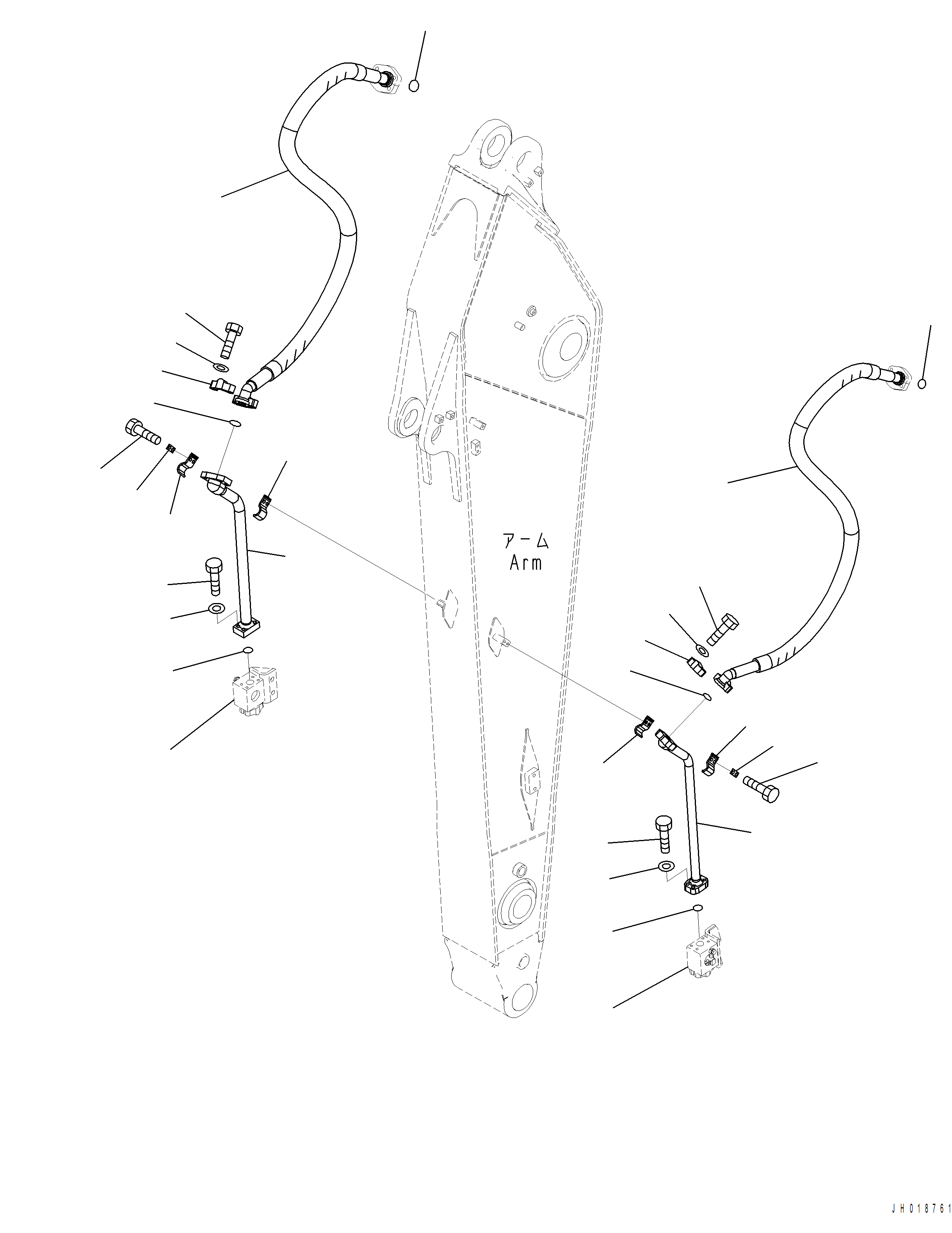Komatsu parts book diagram for PC390LCI-11 A31001-UP BEPB113400 3.8.2018: T1200-002003 ARM, 3200MM, WITH 1-ATTACHMENT VALVE FOR ADDITIONAL PIPING (1/2)