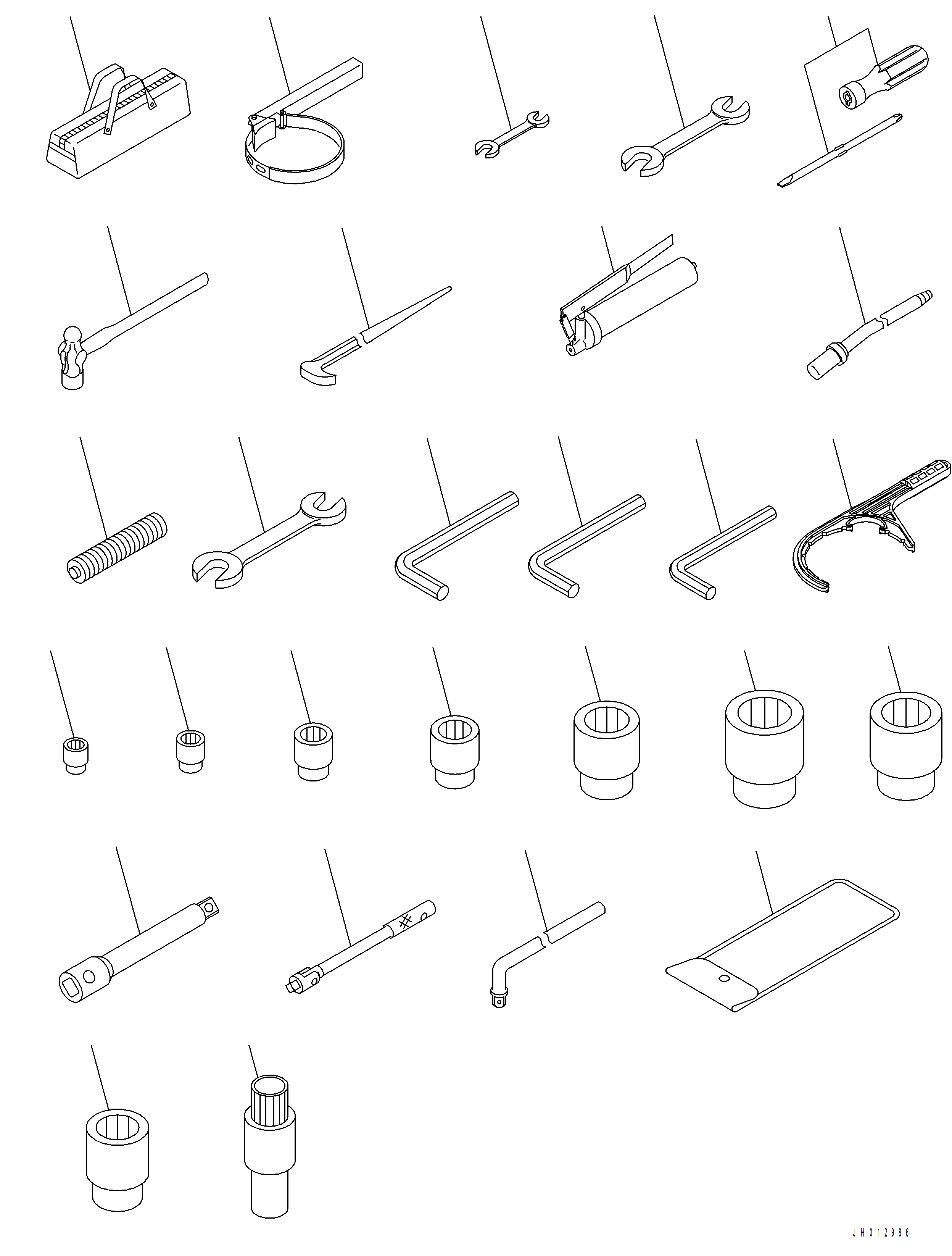 Komatsu parts book diagram for PC390LCI-11 A31001-UP BEPB113400 3.8.2018: V0300-001001 TOOL SET