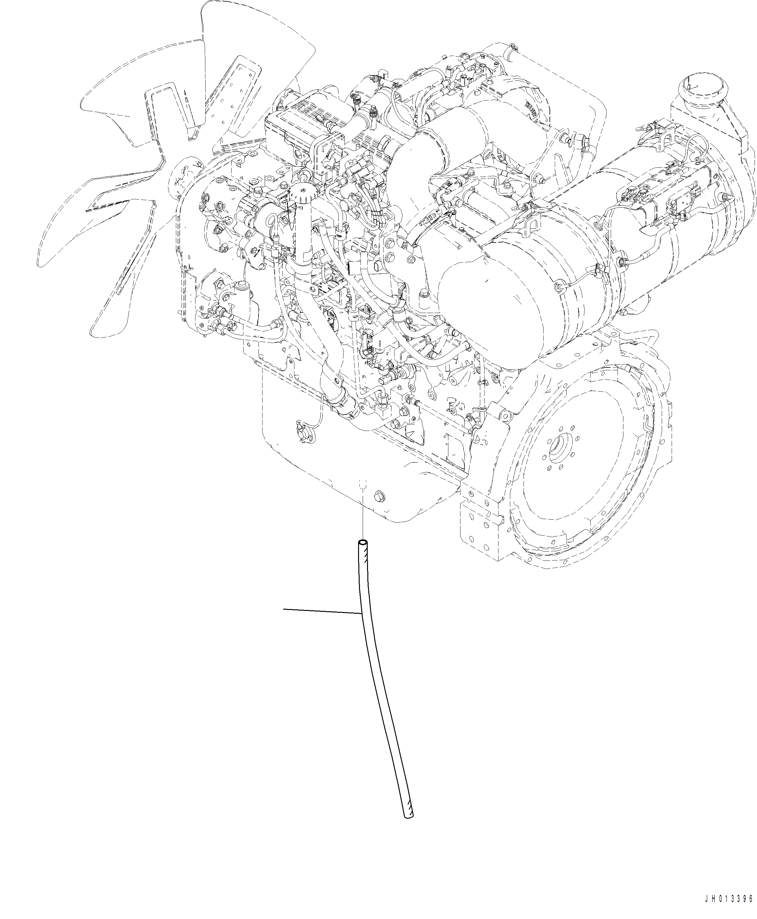 Komatsu parts book diagram for PC390LCI-11 A31001-UP BEPB113400 3.8.2018: W9960-001001 ENGINE DRAIN HOSE