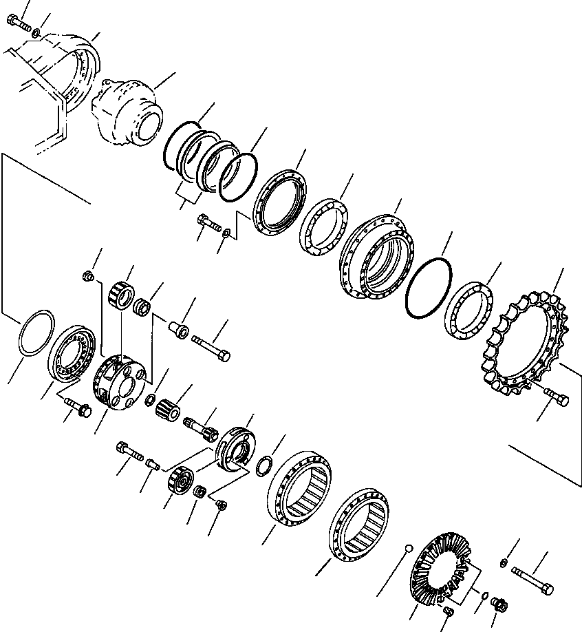 Excavators Komatsu / PC400LC-5 S/N A70501-UP(PC4005KE) / FINAL DRIVE AND SPROCKET(03-030 : 07HH6400.001)