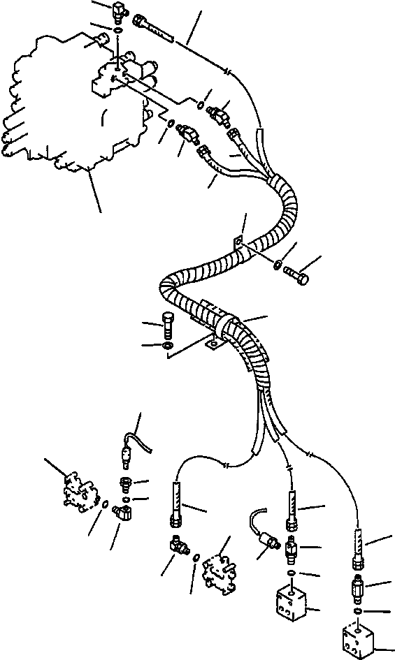 Excavators Komatsu / PC400LC-5 S/N A70501-UP(PC4005KE) / P.P.C. VALVE PIPING SHUTTLE VALVE TO/FROM TRAVEL SHUTTLE VALVE(06-136 : 10AH6400.004)