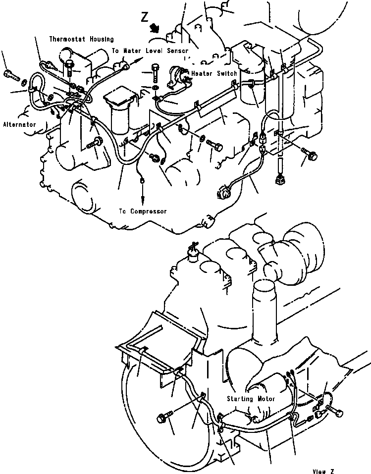 Excavators Komatsu / PC400LC-5 S/N A70501-UP(PC4005KE) / ENGINE WIRING(E6-020 : E6ZZ6125.002)