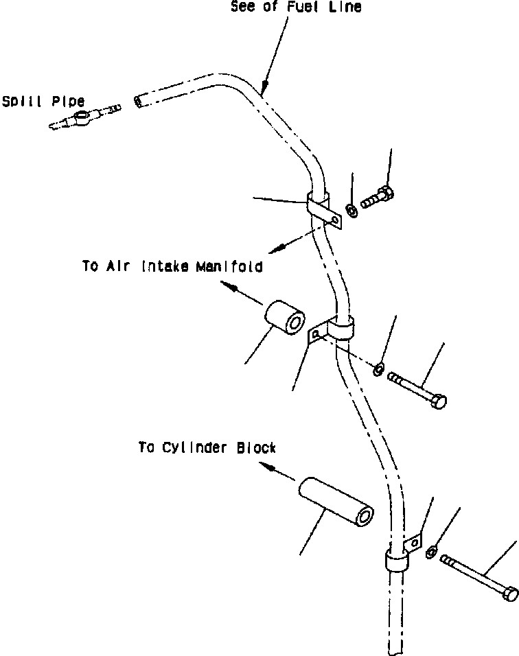 Excavators Komatsu / PC400LC-6LK/HD-6LK S/N A83001-A84000(PC4006MC) / FUEL DRAIN LINE MOUNTING(A-064 : E4ACD125.002)