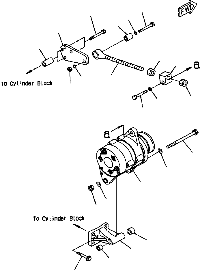 Excavators Komatsu / PC400LC-6LK/HD-6LK S/N A83001-A84000(PC4006MC) / ALTERNATOR MOUNTING FOR 35A, HARDENED PULLEY(A-108 : E6ACD125.002)