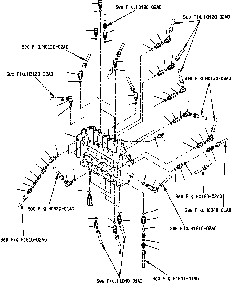 Excavators Komatsu / PC400LC-6LK/HD-6LK S/N A83001-A84000(PC4006MC) / FIG NO. H0120-01A0 MAIN VALVE CONNECTING PARTS(H-006 : H0120X40.047)