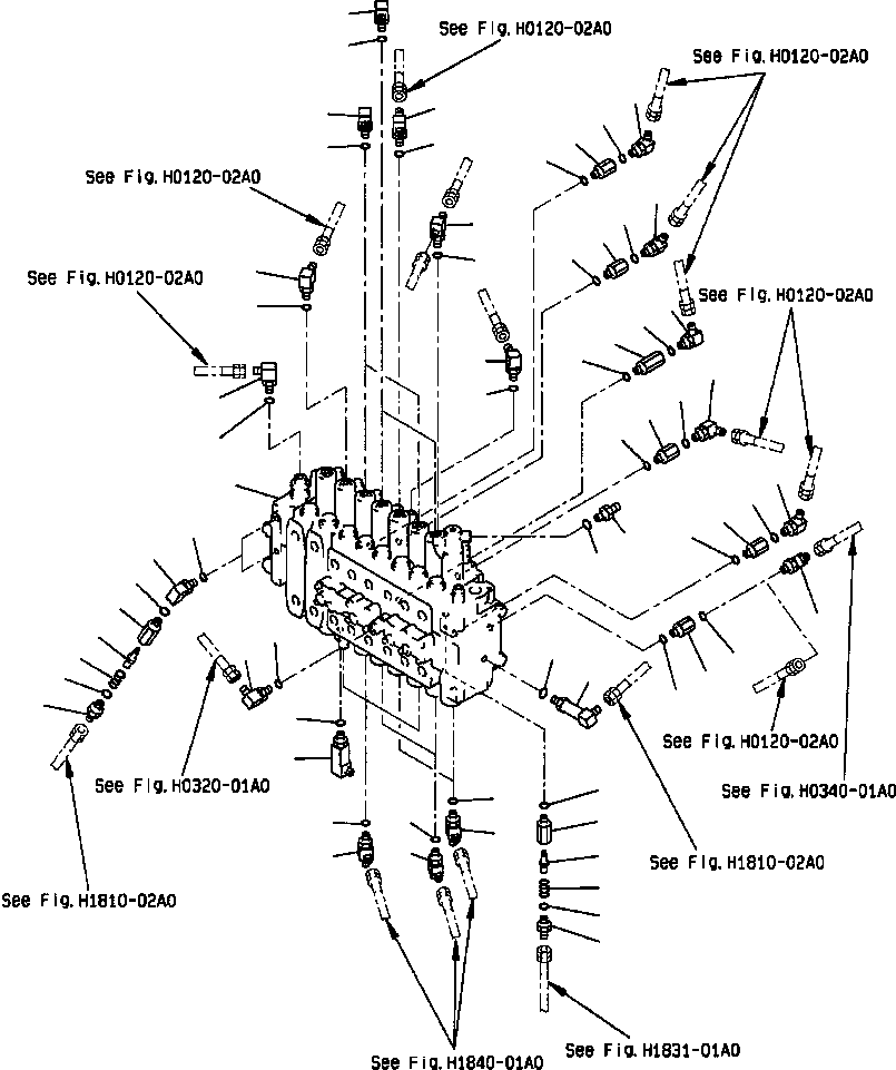 Excavators Komatsu / PC400LC-6LK/HD-6LK S/N A83001-A84000(PC4006MC) / FIG NO. H0120-01A1 MAIN VALVE CONNECTING PARTS - 1 ACTUATOR(H-010 : H0120X40.048)