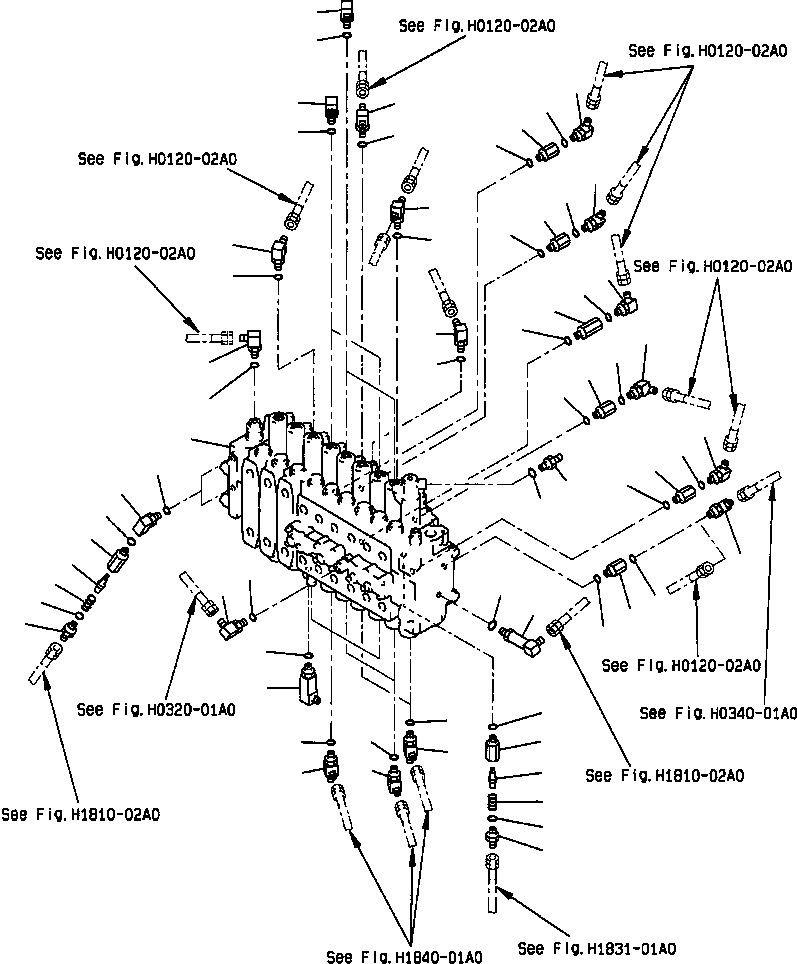 Excavators Komatsu / PC400LC-6LK/HD-6LK S/N A83001-A84000(PC4006MC) / FIG NO. H0120-01A2 MAIN VALVE CONNECTING PARTS - 2 ACTUATOR(H-014 : H0120X40.049)