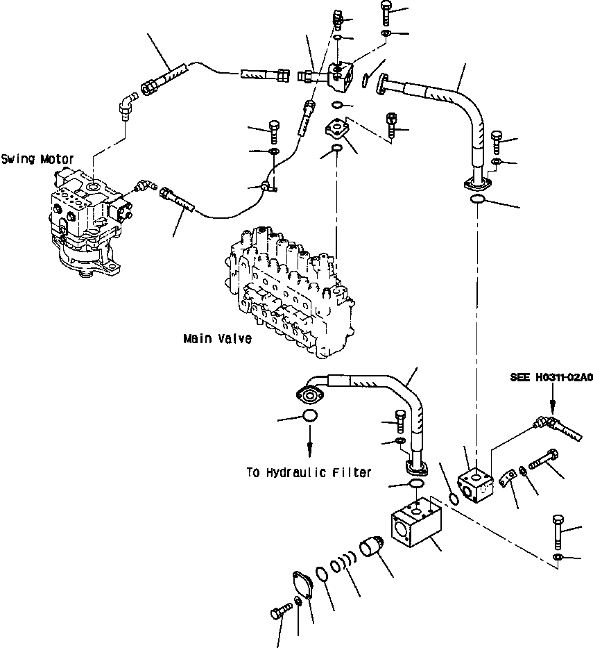 Excavators Komatsu / PC400LC-6LK/HD-6LK S/N A83001-A84000(PC4006MC) / FIG NO. H0330-01A0A RETURN LINES(H-042 : H0330X40.002)