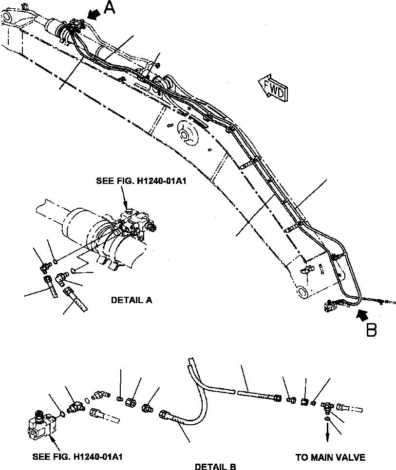 Excavators Komatsu / PC400LC-6LK/HD-6LK S/N A83001-A84000(PC4006MC) / FIG NO. H1240-02A1 DRIFT PREVENTIVE UNIT - BOOM AND ARM LOCK VALVE PIPING(H-060 : H1240X40.008)