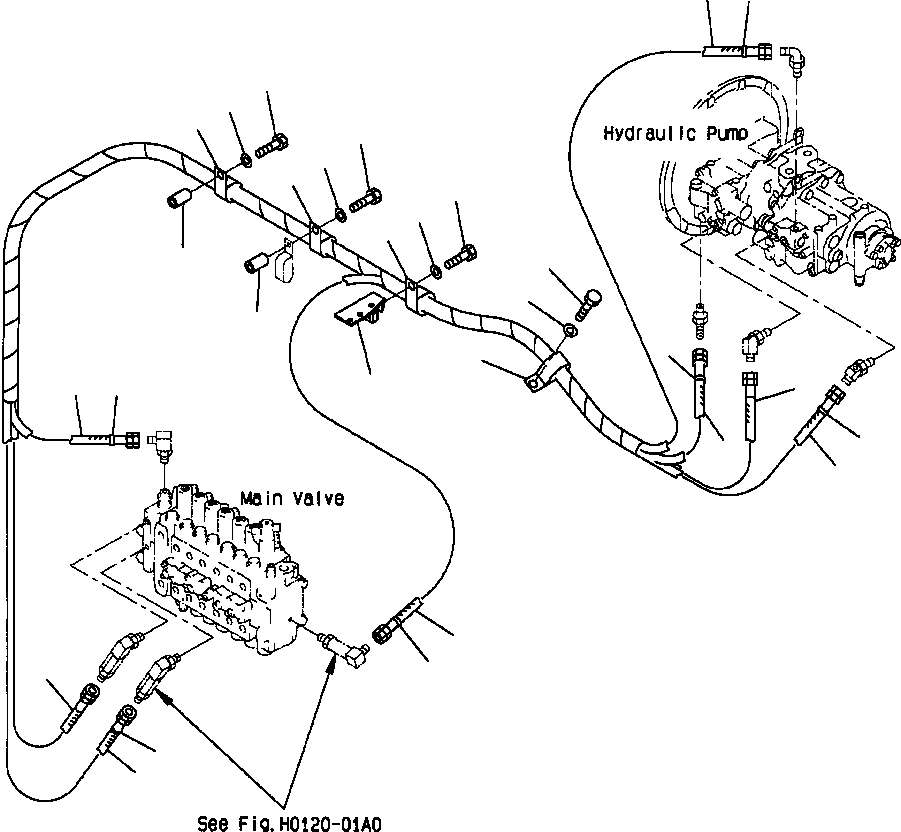 Excavators Komatsu / PC400LC-6LK/HD-6LK S/N A83001-A84000(PC4006MC) / FIG NO. H1810-02A0A LS LINE PUMP TO VALVE(H-098 : H1810X40.005)