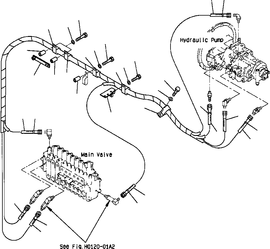 Excavators Komatsu / PC400LC-6LK/HD-6LK S/N A83001-A84000(PC4006MC) / FIG NO. H1810-02A1 LS LINE PUMP TO VALVE, 2 ACTUATOR(H-100 : H1810X40.006)