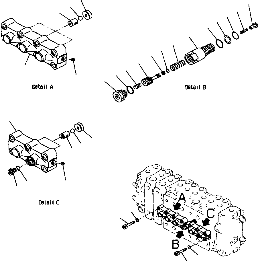 Excavators Komatsu / PC400LC-6LK/HD-6LK S/N A83001-A84000(PC4006MC) / FIG NO. H0120-69A0 MAIN VALVE 1 ACTUATOR (7/15)(H-156 : H0120X40.073)