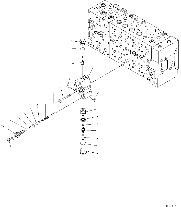 Excavators Komatsu / PC400LC-7L S/N A86001-UP(PC400L1E) / MAIN VALVE (1-ACTUATOR) (16/24) (WITH DRIFT PREVENTIVE)(480400 : Y1664-46A0)