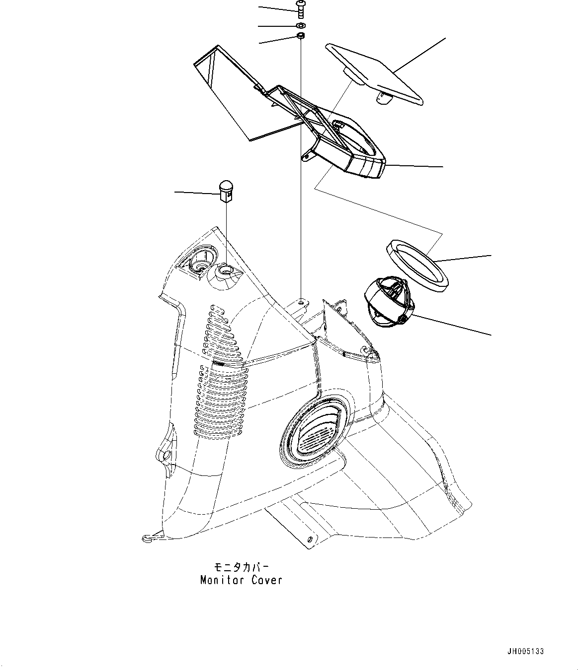 Komatsu parts book diagram for PC490LC-10 S/N 80001-UP: CAB IN PARTS, MONITOR COVER