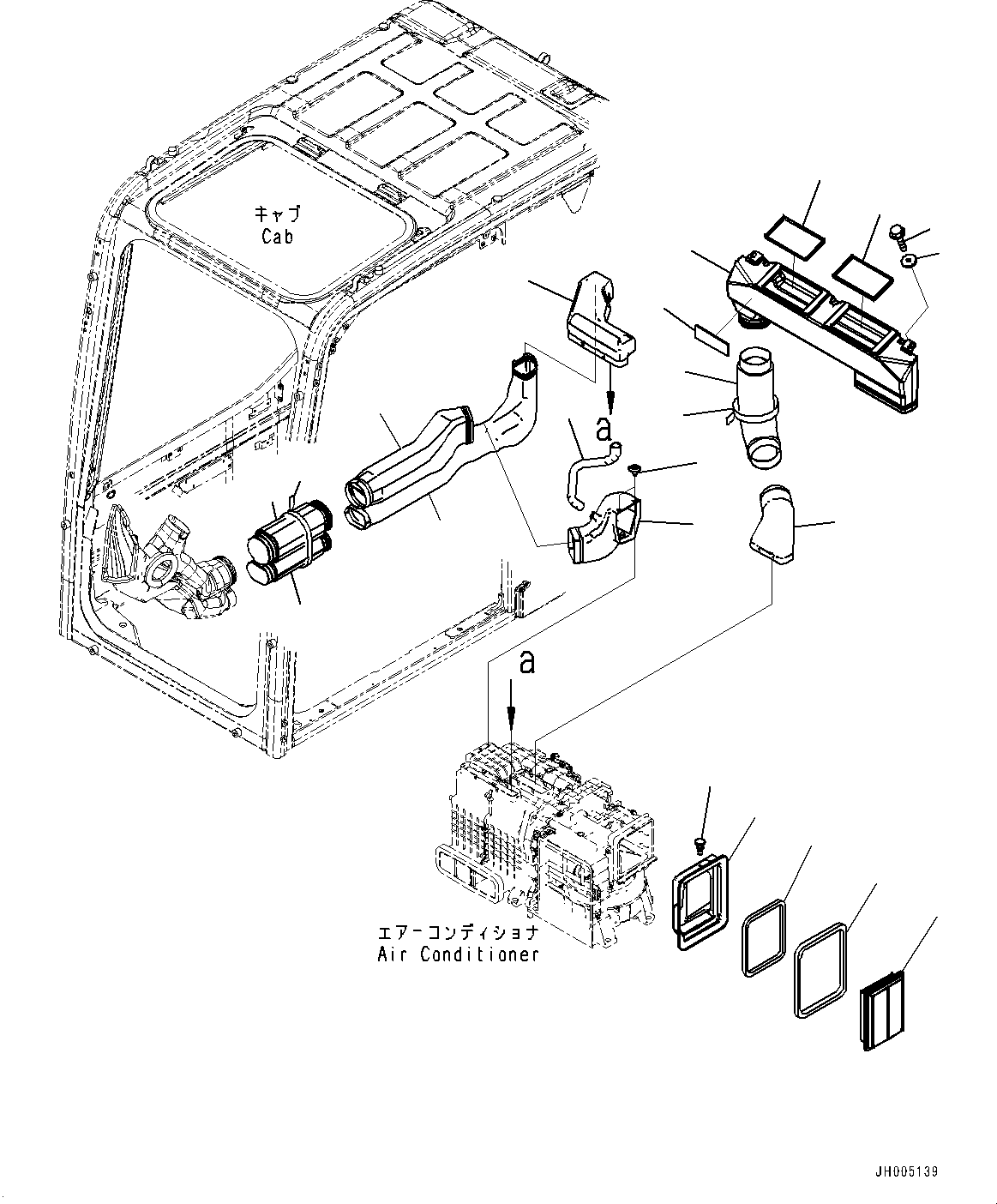 Komatsu parts book diagram for PC490LC-10 S/N 80001-UP: CAB IN PARTS, AIR DUCT AND FRESH AIR FILTER