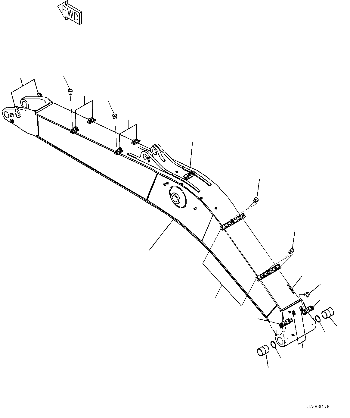 Komatsu parts book diagram for PC490LC-10 S/N 80001-UP: BOOM, 6700MM, WITH QUICK COUPLER, KUK, BOOM