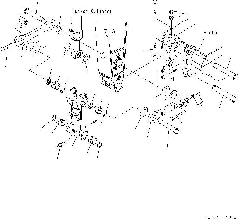 Komatsu parts book diagram for PC490LC-10 S/N 80001-UP: ARM, 2400MM, WITH QUICK COUPLER, KUK, BUCKET LINK