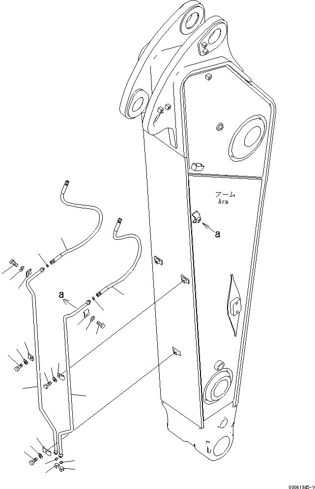 Komatsu parts book diagram for PC490LC-10 S/N 80001-UP: ARM, 2400MM, WITH 1-ADDITIONAL ACTUATOR PIPING, ACCUMULATOR, QUICK COUPLER, KUK, QUICK COUPLER PIPING