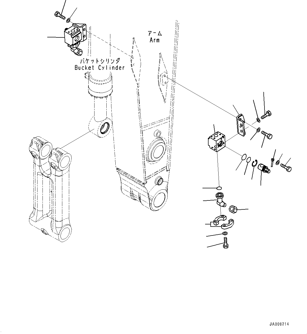 Komatsu parts book diagram for PC490LC-10 S/N 80001-UP: ARM, 2900MM, WITH 1-ADDITIONAL ACTUATOR PIPING, ACCUMULATOR, QUICK COUPLER, KUK, VALVE