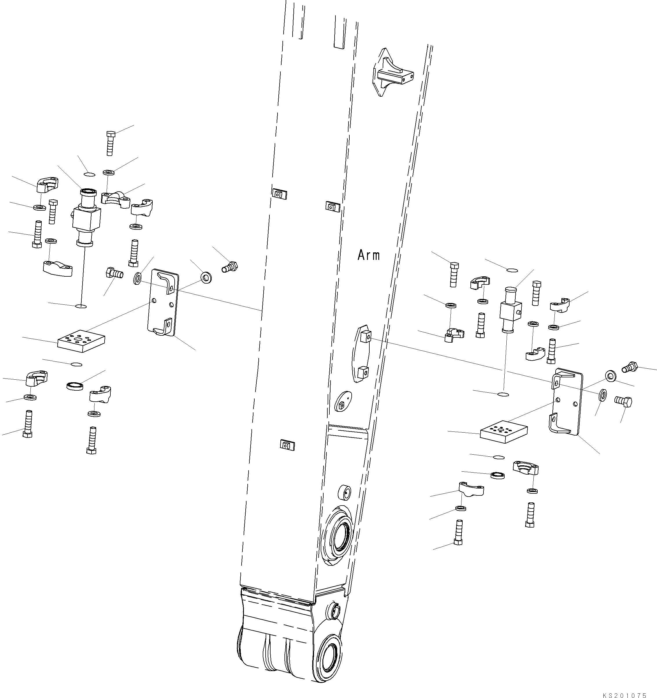 Komatsu parts book diagram for PC490LC-10 S/N 80001-UP: ARM, 4000MM, WITH 1-ADDITIONAL ACTUATOR PIPING, ACCUMULATOR, QUICK COUPLER, KUK, VALVE