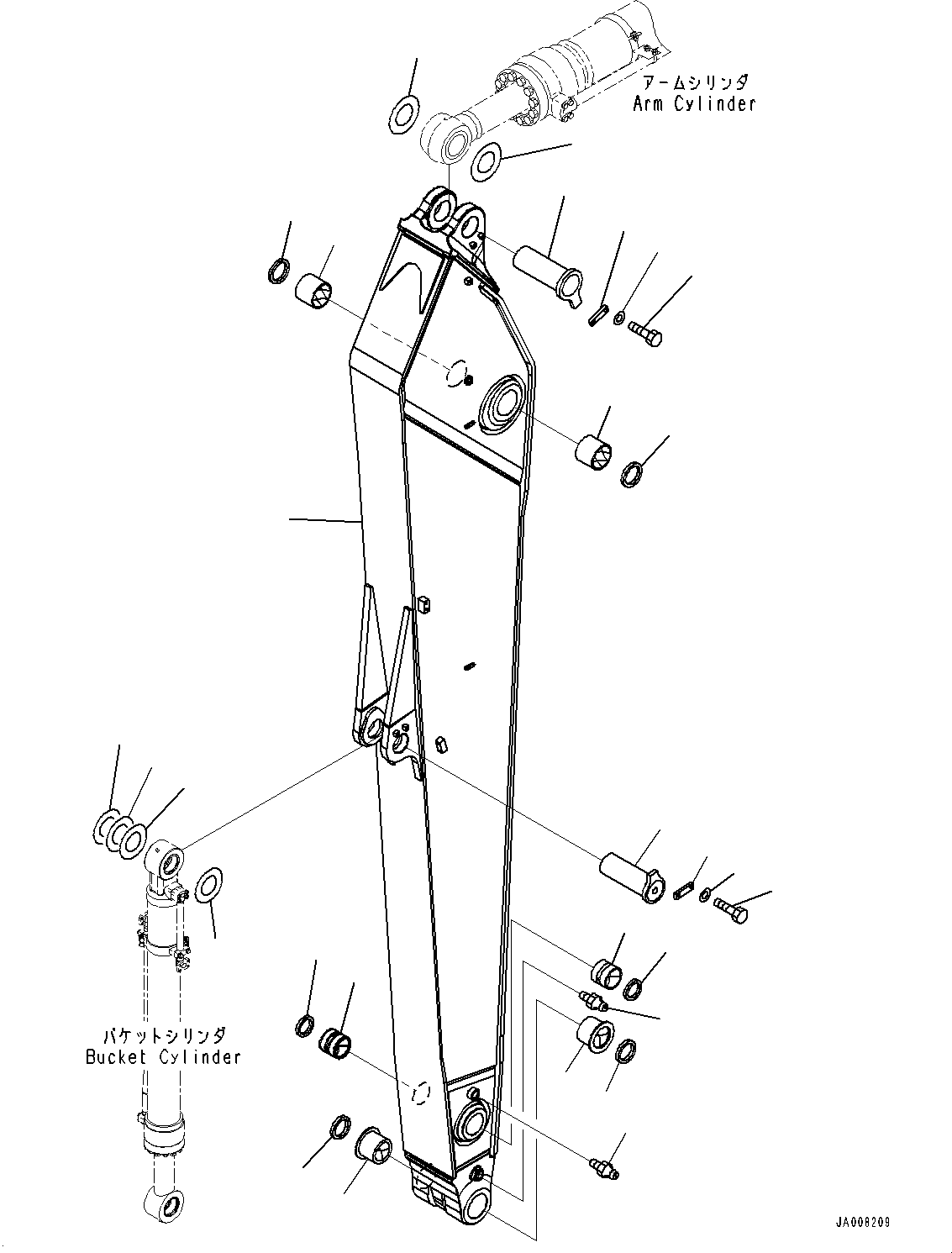 Komatsu parts book diagram for PC490LC-10 S/N 80001-UP: ARM, 4800MM, KUK, ARM