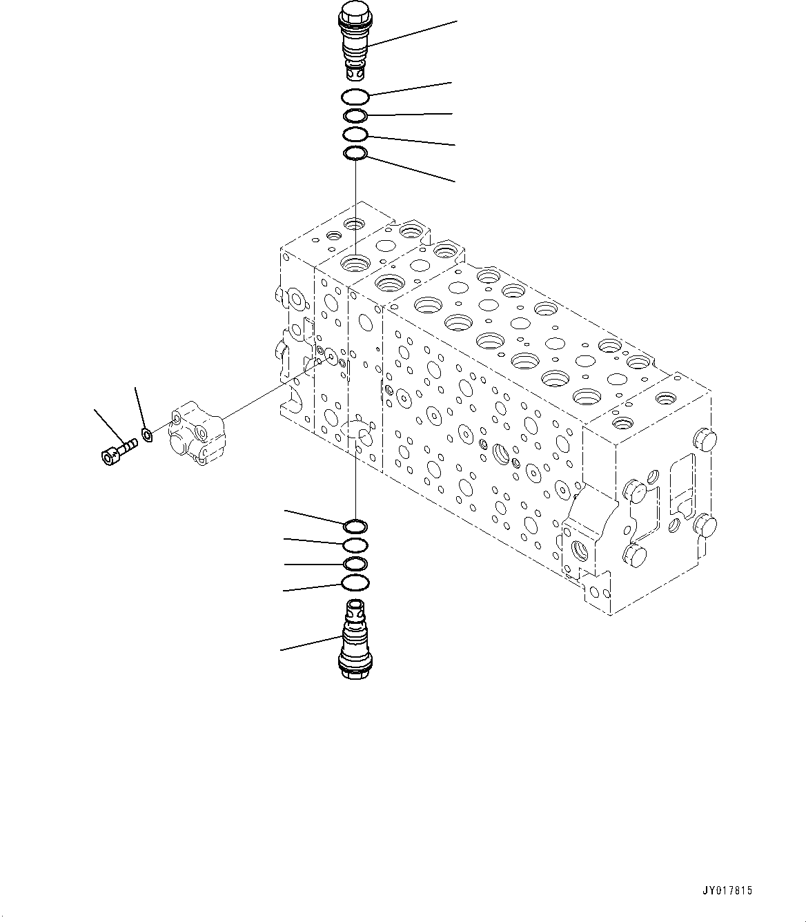 Komatsu parts book diagram for PC490LC-10 S/N K60001-UP: MAIN CONTROL VALVE, WITH 1-ADDITIONAL ACTUATOR PIPING, ACCUMULATOR, INNER PARTS (21/22)