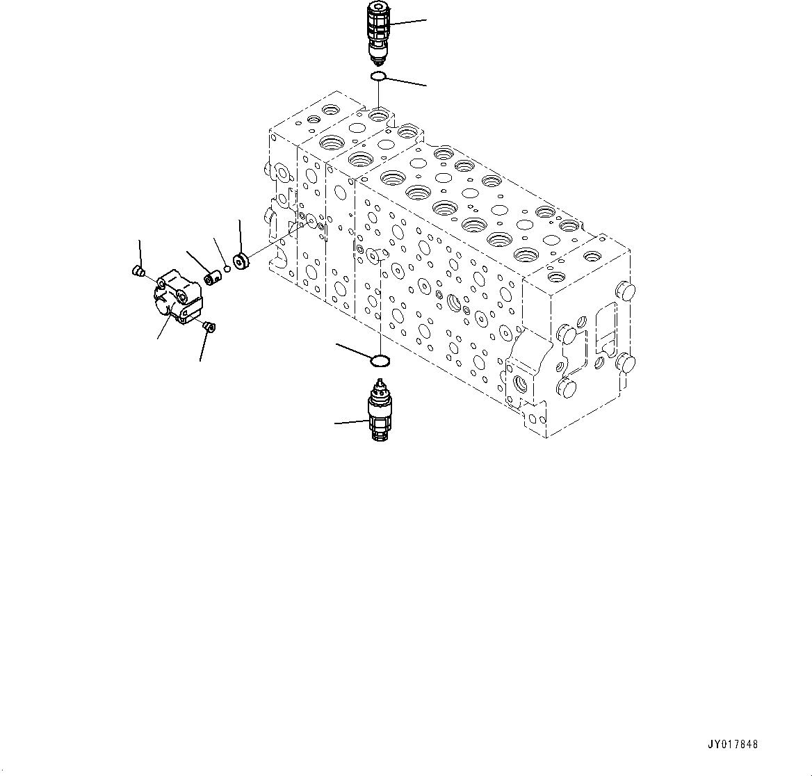 Komatsu parts book diagram for PC490LC-10 S/N K60001-UP: MAIN CONTROL VALVE, WITH 1-ADDITIONAL ACTUATOR PIPING, ACCUMULATOR, INNER PARTS (22/22)