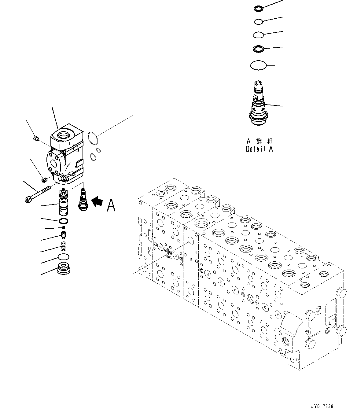 Komatsu parts book diagram for PC490LC-10 S/N K60001-UP: MAIN CONTROL VALVE, WITH 2-ADDITIONAL ACTUATOR PIPING, ACCUMULATOR, INNER PARTS (18/24)