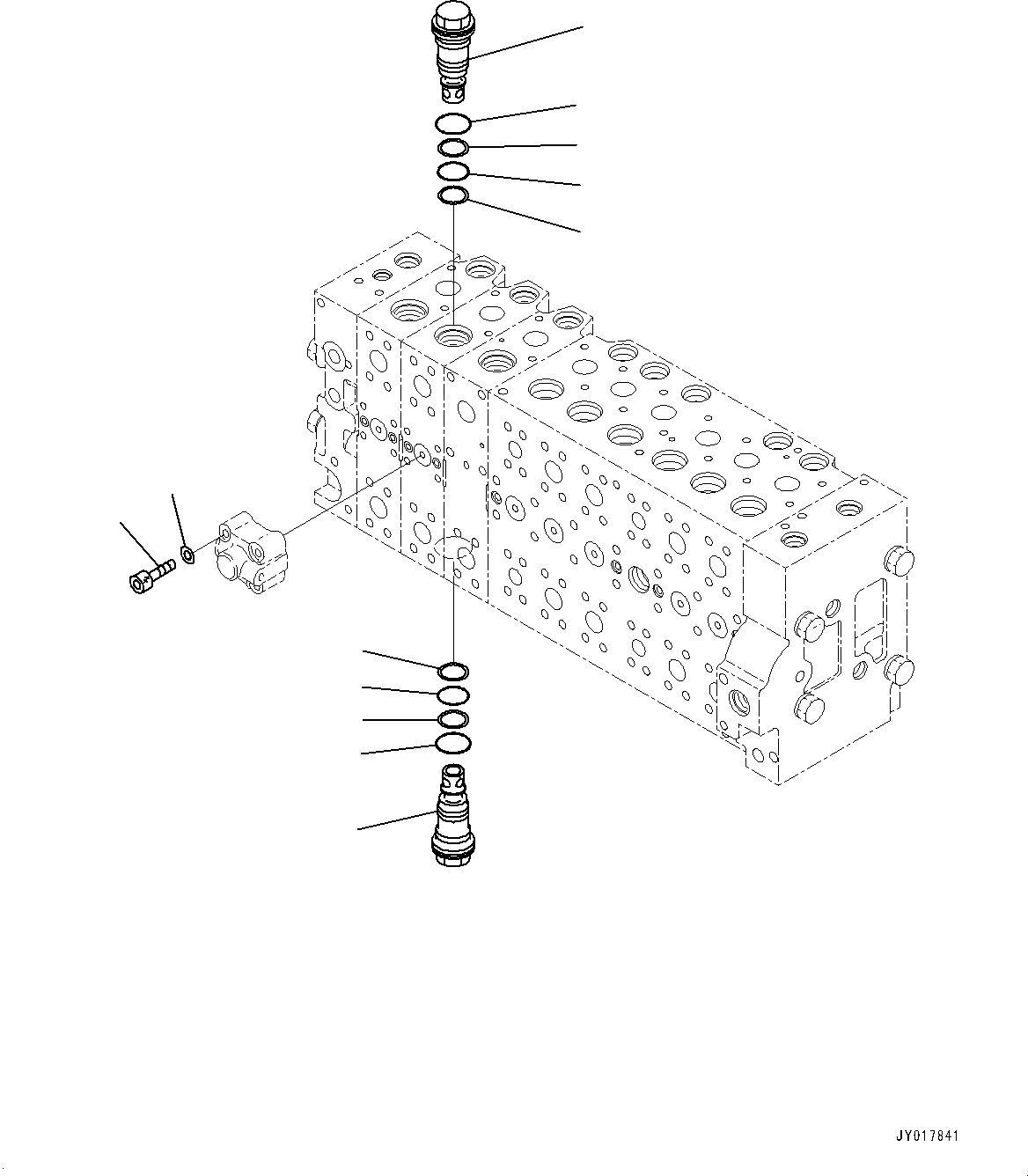 Komatsu parts book diagram for PC490LC-10 S/N K60001-UP: MAIN CONTROL VALVE, WITH 2-ADDITIONAL ACTUATOR PIPING, ACCUMULATOR, INNER PARTS (21/24)