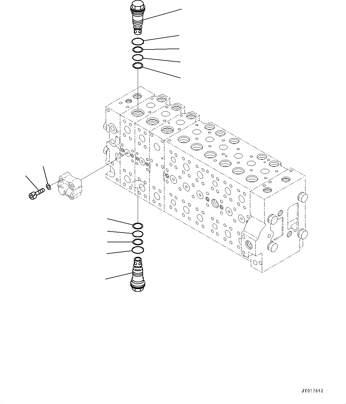 Komatsu parts book diagram for PC490LC-10 S/N K60001-UP: MAIN CONTROL VALVE, WITH 2-ADDITIONAL ACTUATOR PIPING, ACCUMULATOR, INNER PARTS (23/24)