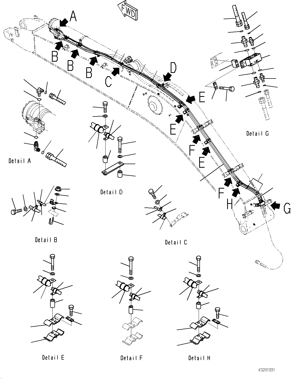 Komatsu parts book diagram for PC490LC-10 S/N K60001-UP: ANTI-DROP VALVE, BOOM 6700MM AND ARM, ARM ANTI-DROP VALVE PIPING