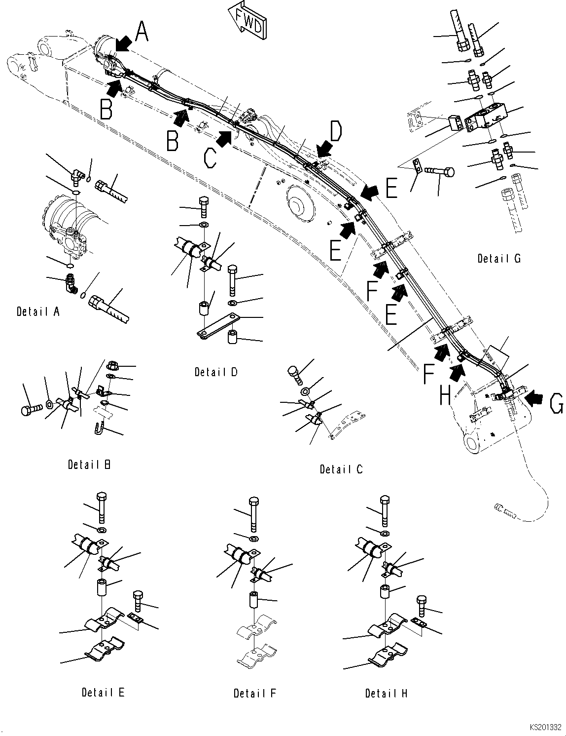 Komatsu parts book diagram for PC490LC-10 S/N K60001-UP: ANTI-DROP VALVE, BOOM 6700MM AND ARM 2400MM, ARM ANTI-DROP VALVE PIPING