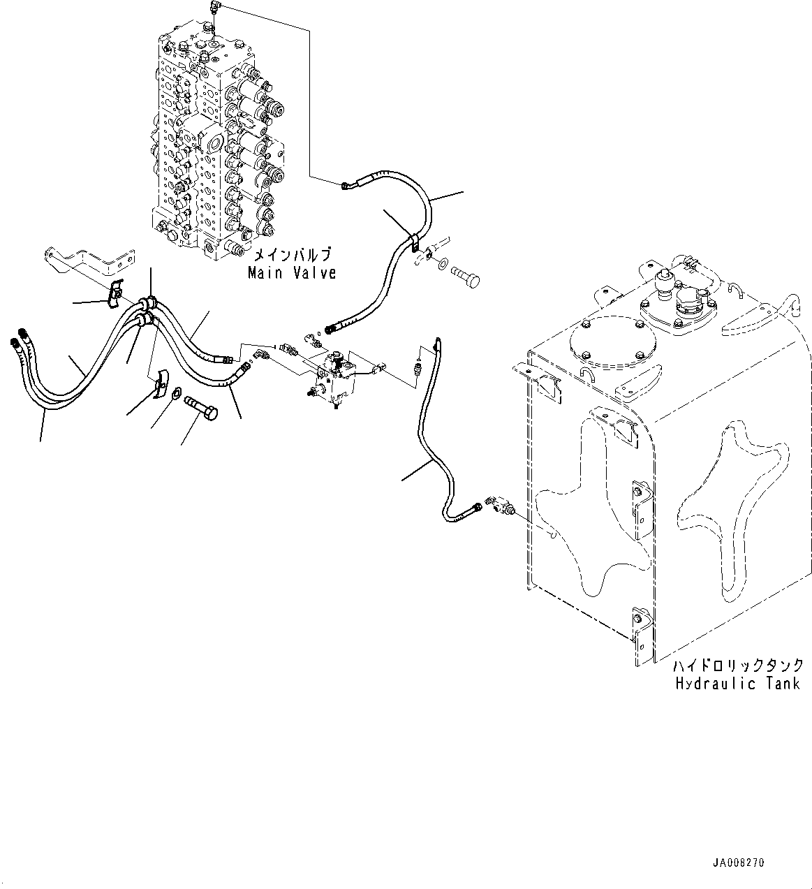 Komatsu parts book diagram for PC490LC-10 S/N K60001-UP: QUICK COUPLER PIPING, WITH 2-ADDITIONAL ACTUATOR PIPING, ACCUMULATOR, QUICK COUPLER PIPING