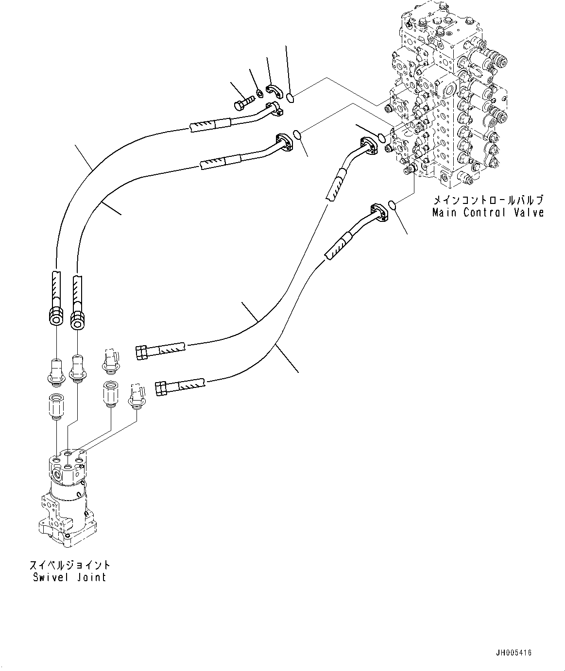 Komatsu parts book diagram for PC490LC-10 S/N K60001-UP: TRAVEL PIPING