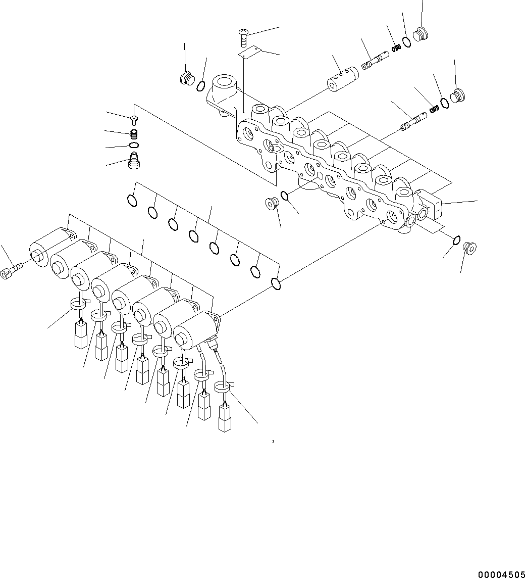 Komatsu parts book diagram for PC490LC-10 S/N K60001-UP: SOLENOID VALVE PIPING, WITH 1-SERVICE VALVE, INNER PARTS, SOLENOID VALVE