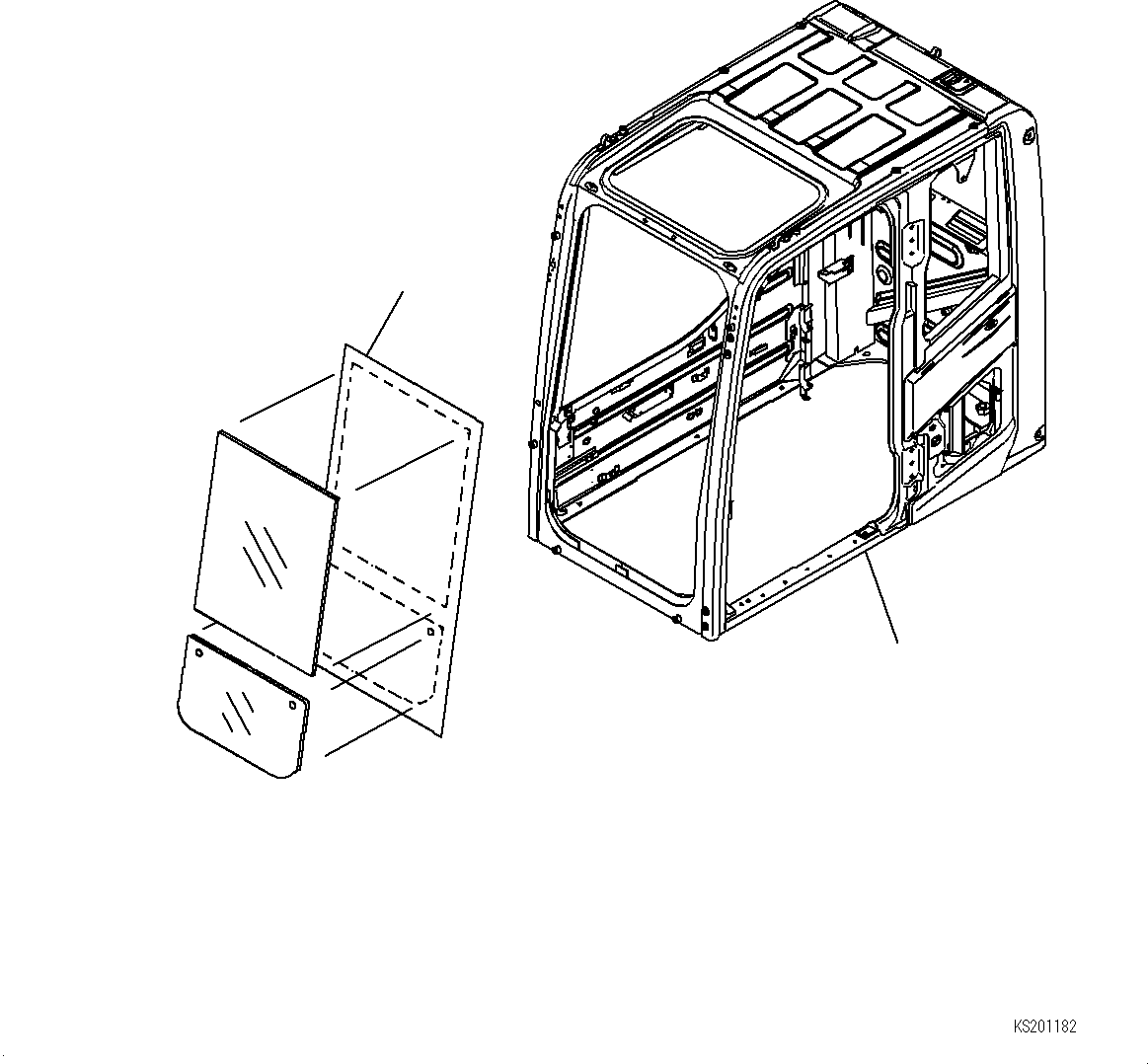 Komatsu parts book diagram for PC490LC-10 S/N K60001-UP: OPERATORґS CAB WINDOW SHEET (FOR OPG FRONT GUARD), WINDOW FILM