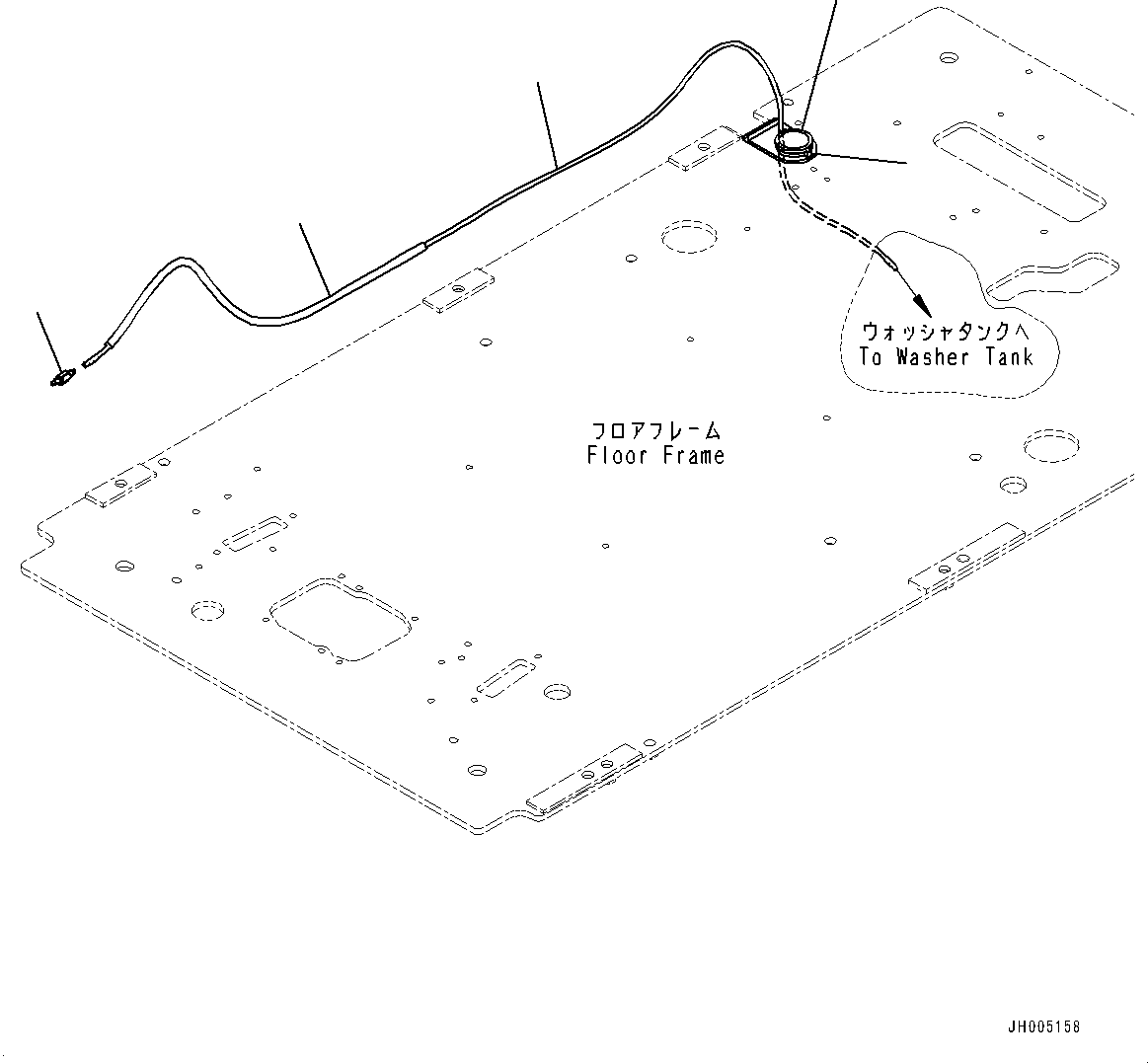 Komatsu parts book diagram for PC490LC-10 S/N K60001-UP: FLOOR FRAME GROUP, WITH ADDITIONAL ACTUATOR PIPING, ACCUMULATOR, FLOOR, WINDOW WASHER HOSE