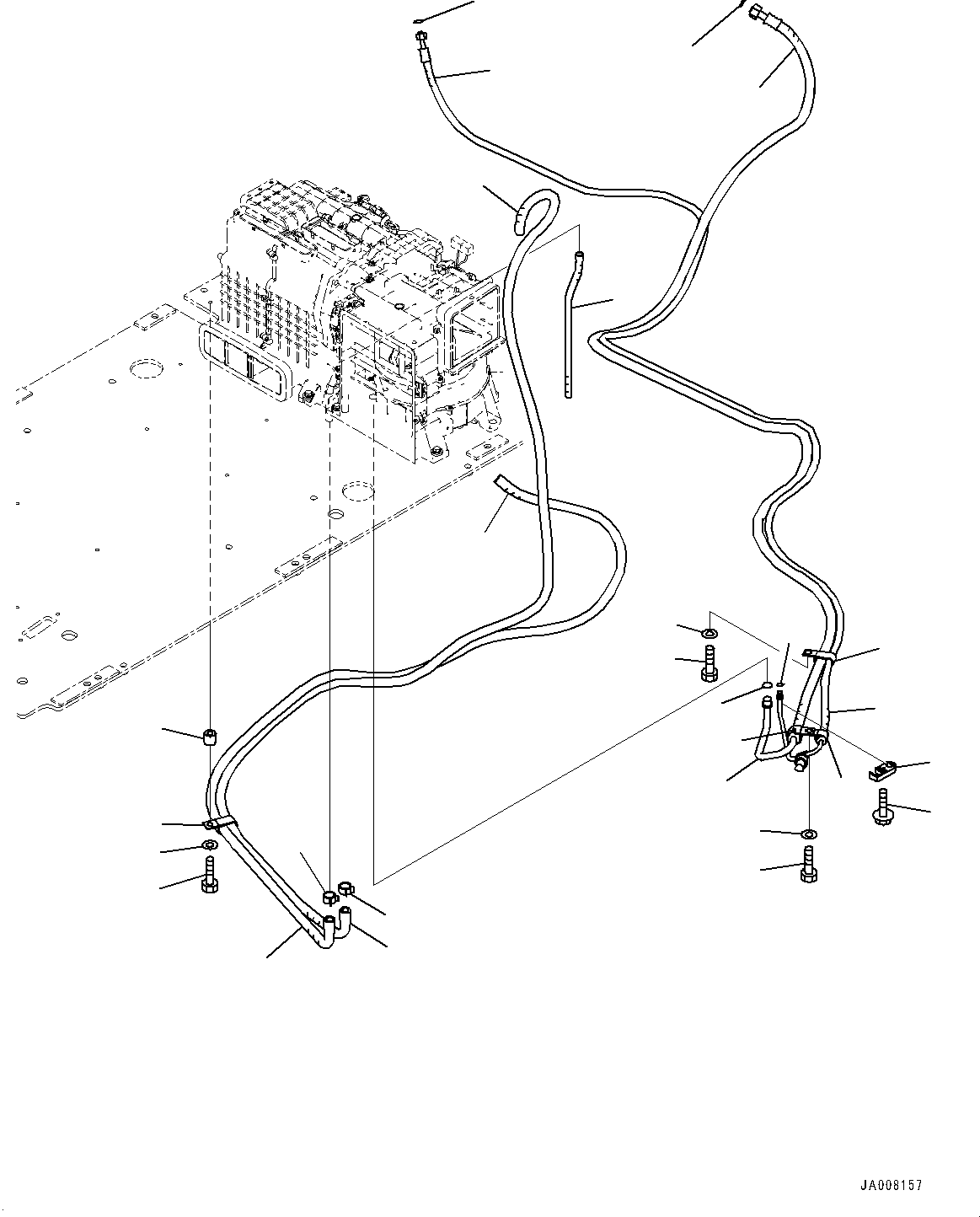 Komatsu parts book diagram for PC490LC-10 S/N K60001-UP: FLOOR FRAME GROUP, WITH ADDITIONAL ACTUATOR PIPING, ACCUMULATOR, FLOOR, AIR CONDITIONER PIPING