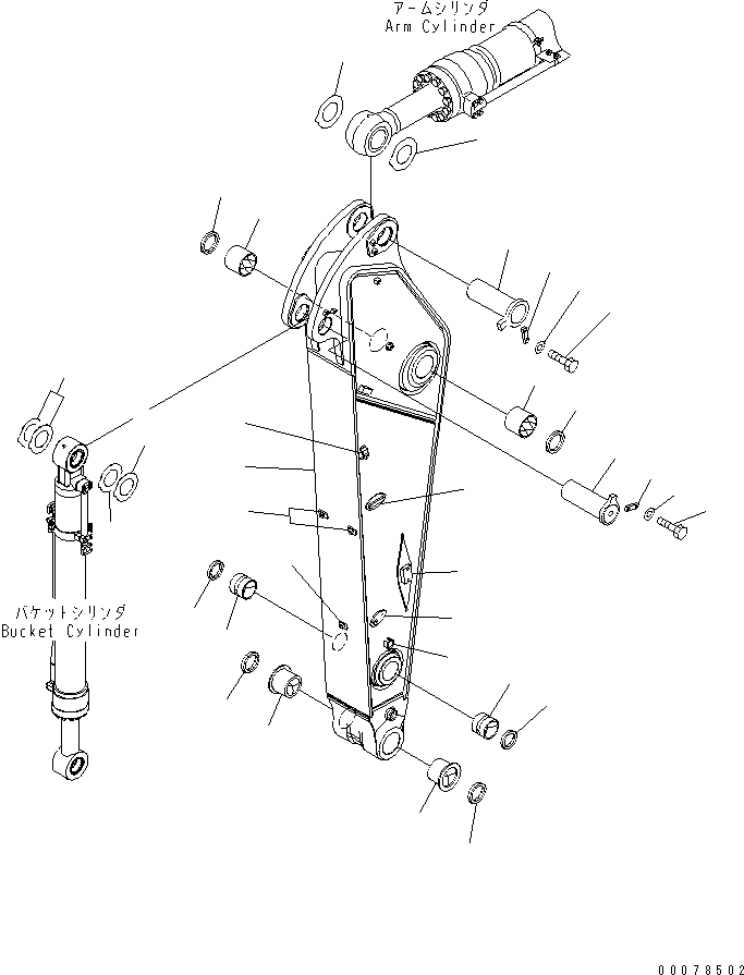 Komatsu parts book diagram for PC490LC-10 S/N K60001-UP: ARM, 2400MM, WITH QUICK COUPLER, KUK, ARM