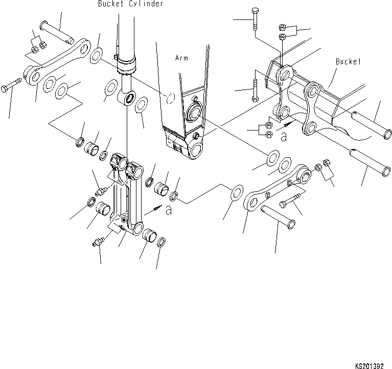 Komatsu parts book diagram for PC490LC-10 S/N K60001-UP: ARM, 3400MM, WITH QUICK COUPLER, KUK, BUCKET LINK